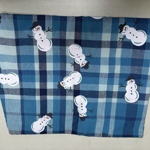 Avon Christmas Snowman Blue Plaid Tablecloth Holiday Winter 57” X 93” Rectangle